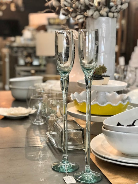 Recycled Glass Extra Tall Champagne Flutes